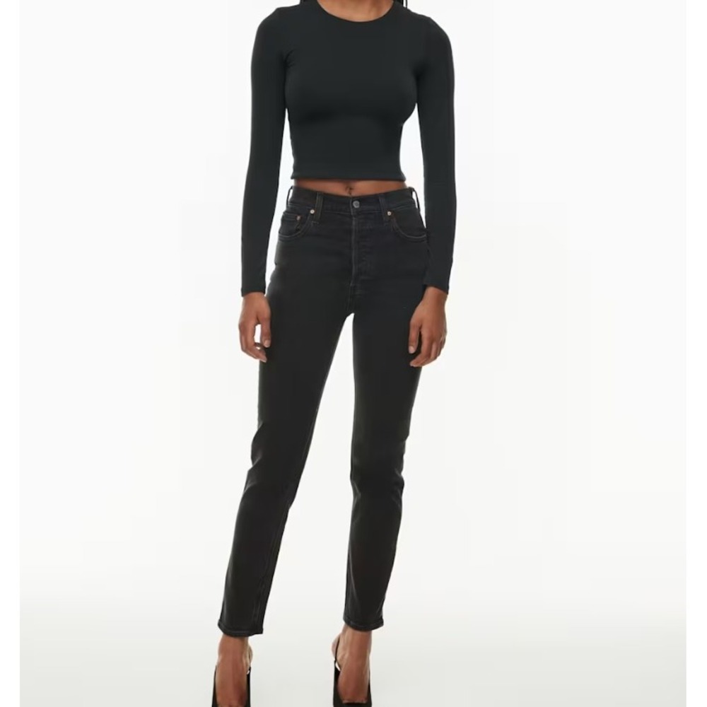 Aritzia Denim Forum YOKO High Rise Slim Cigarette Jeans Black Size 24
